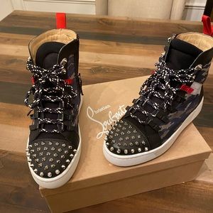Unique spikes & camouflage Red Bottom sneakers